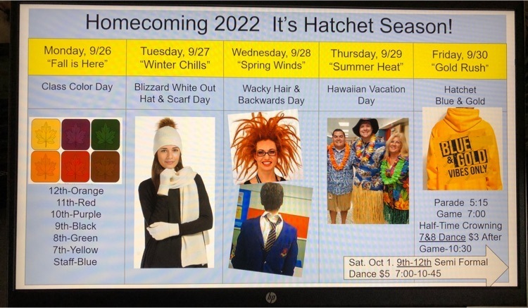 Fire up for Homecoming 2022!  Here are the spirit days for the high school for next week!